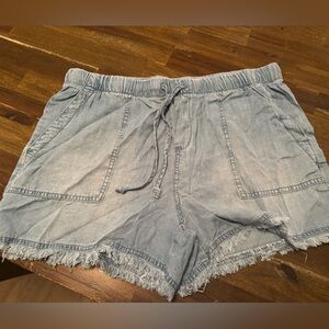 For The Republic Light Blue Denim-Style Drawstring Women’s Shorts